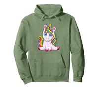Salvaje Dulce Unicornio Rainbow Squad Unicornio Sudadera con Capucha, Unisex para Adultos, Verde Salvia, S