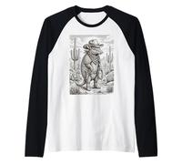 Salvaje Oeste Armadillo Forajido con Lazo Camiseta Manga Raglan