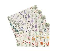 Salvamantel Botanical Wild Flowers - Set de 4 manteles Individuales - Bandeja Decorativa rígida, Resistente al Calor y a los rayones - Flores decoración - Accesorios