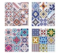 Salvamantel Cuadrado Diseño Hidraulico Colorido, Modelo Surtido (1 Unidad), Bandeja Tabla Cortar de Cerámica, Soporte para Ollas y Sartenes, 20 cm