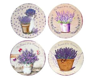 Salvamantel Lavanda 4 Unidades Cerámica Decorativo para Mesa, Regalo Ideal, Complementos de Cocina Elegantes