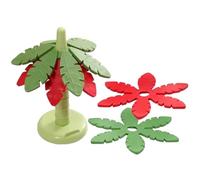 Salvamanteles de árbol para platos calientes, 5 piezas plegables de madera, juego de silicona de 8.27 x 7.48 x 3.35 pulgadas, antideslizantes, resistentes al calor, utensilios de cocina, mesa de