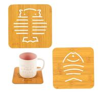 Salvamanteles de bambú natural, 2 unidades, salvamanteles antideslizantes, resistentes al calor, alfombrillas aislantes, posavasos de bambú para cocina platos calientes, ollas y sartenes