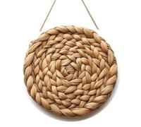 Salvamanteles de fibras naturales similares a la paja de madera para puerta delantera, 30 cm, placa redonda para colgar en la pared, decoración de granja