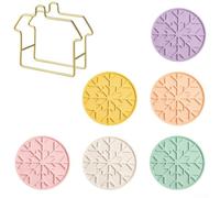 Salvamanteles de silicona, 6 unidades, diseño redondo, resistente al calor, antideslizante, para horno, microondas, estufa, utensilios de cocina calientes, protector de encimera