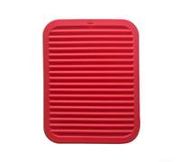 Salvamanteles de silicona antideslizante grueso resistente al calor para uso en cocina, diseño impermeable y flexible (rojo)