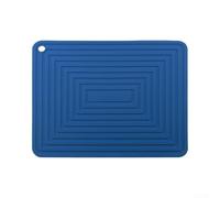 Salvamanteles de silicona grande de 29 x 23 cm, resistente al calor, textura ondulada, antideslizante y protección contra arañazos para mesa de cocina o utensilios de cocina, blanco (azul)
