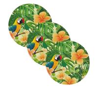 Salvamanteles grandes de plantas tropicales, loros, animales, 3 unidades, para cuenco de 15 pulgadas, decoración de Halloween