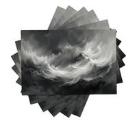 Salvamanteles Individuales Juego de 4, Lavables Manteles Individuales Estilo de Pintura al óleo Abstracta Olas Marinas y Humo, Resistentes al Calor Antideslizante Fácil de Limpiar 30x45cm Negro