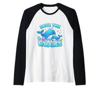 Salvar a Las Ballenas Amante Día de la Tierra Medio Ambiente Ecología Camiseta Manga Raglan