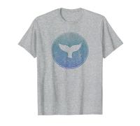 Salvar a Las Ballenas Asesino de Animales Marinos Cola de Ballena Ola Orca Camiseta, Hombre, Gris Jaspeado, 5XL