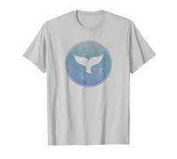 Salvar a Las Ballenas Asesino de Animales Marinos Cola de Ballena Ola Orca Camiseta, Hombre, Plata, S