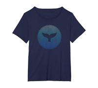 Salvar a Las Ballenas Asesino de Animales Marinos Cola de Ballena Ola Orca Camiseta, Mujer Tallas Grandes, Azul Marino, 6XL Grande