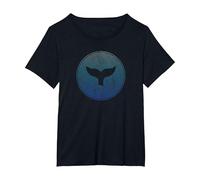 Salvar a Las Ballenas Asesino de Animales Marinos Cola de Ballena Ola Orca Camiseta, Mujer Tallas Grandes, Negro, 2XL Grande