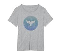 Salvar a Las Ballenas Asesino de Animales Marinos Cola de Ballena Ola Orca Camiseta, Mujer Tallas Grandes, Gris Jaspeado, 1XL Grande