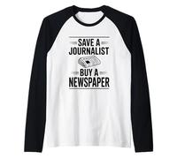 Salvar a un Periodista Compre un periódico Humor Camiseta Manga Raglan