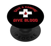 Salvar a un Vampiro da Sangre Divertido Halloween PopSockets PopGrip Adhesivo