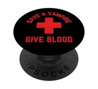 Salvar a un Vampiro da Sangre Divertido Halloween PopSockets PopGrip Adhesivo