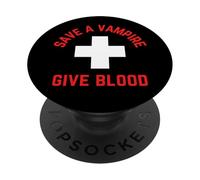 Salvar a un Vampiro da Sangre Divertido Halloween PopSockets PopGrip Adhesivo