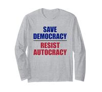 Salvar la Democracia resiste la autocracia - Anti Trump Manga Larga