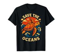 Salvar los océanos, Turtle Art Retro Sea and Sunset Camiseta