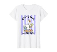 Salvar Todas Las Rayas de Ganso tontas Camiseta gráfica económica, Mujer, Blanco, S