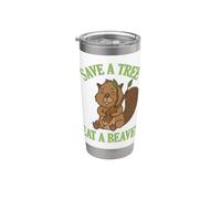 Salvar un árbol Come un castor Castor consciente del medio ambiente Vaso térmico de acero inoxidable de doble pared