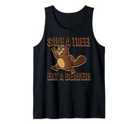 Salvar un árbol Come un Castor Divertido Amante de los Animales Camiseta sin Mangas