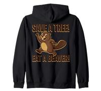 Salvar un árbol Come un Castor Divertido Amante de los Animales Sudadera con Capucha
