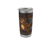 Salvar un árbol Come un castor divertido amante de los animales Vaso térmico de acero inoxidable de doble pared
