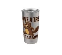 Salvar un árbol Come un castor divertido amante de los animales Vaso térmico de acero inoxidable de doble pared
