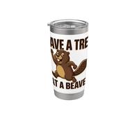 Salvar un árbol Come un castor divertido amante de los animales Vaso térmico de acero inoxidable de doble pared