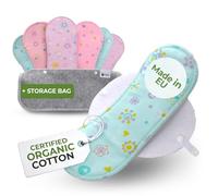 Salvaslip reutilizables en algodón orgánico para flujo blanco (S, 7 uds.); HECHOS EN LA UE, lavables a alta T°, 100% transpirables y suaves, salvaslip tela cómoda, protección femenina diaria (sin PUL)