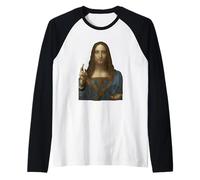 Salvator Mundi de Leonardo da Vinci (1500) Camiseta Manga Raglan
