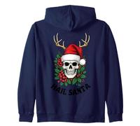 Salve a Santa, pagano, Feliz solsticio, Espeluznante Esqueleto navideño Sudadera con Capucha