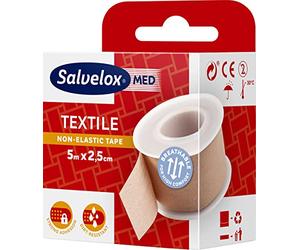 Salvelox ® | Esparadrapo Textile | Excelente adhesión a la piel y resistente a la suciedad | Color beige | 5x2.5cm