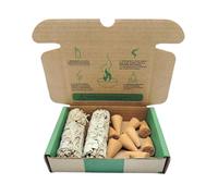 SALVIA | Purificación Natural para Hogar y Meditación | Caja Inciensos & Esencias | Kit 12Ud - Atado de salvia (2Ud) + Conos de Palo Santo (10Ud)