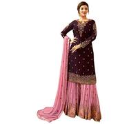 Salwar Kameez Sharara de manga larga, diseñador indio, traje de Shalwar, ropa de fiesta, listo para usar, étnico Heavy Foux Georgette (opción 5, L UK 14, busto 42, cintura 38, caderas 44)