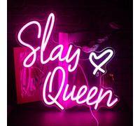 Saly Queen Señales de Neón LED para decorar paredes Arte de neón para paredes Luces LED de acrílico con cadena de suspensión Señales iluminadas para decorar habitaciones personales USB de 5V
