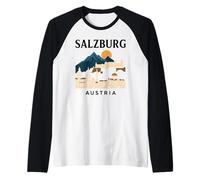 Salzburgo Austria Retro Alpino Viaje Ciudad Viaje Música austriaca Camiseta Manga Raglan