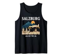 Salzburgo Austria Retro Alpino Viaje Ciudad Viaje Música austriaca Camiseta sin Mangas