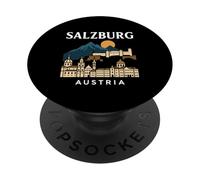 Salzburgo Austria Retro Alpino Viaje Ciudad Viaje Música austriaca PopSockets PopGrip Adhesivo
