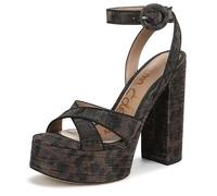 Sam Edelman Sandalias de tacón Savannah para mujer, Brown Leopard Glitz Multi, 37 EU