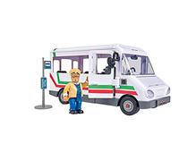 Simba Vehículo de juguete Sam el Bombero Trevors Bus 20 cm con figura de Trevor de unos 6 cm