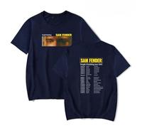 Sam Fender - Camiseta de manga corta con cuello redondo para hombre y mujer, ropa informal y elegante, ropa de calle Hip Hop, Azul marino-jx47419, L