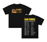 Sam Fender People Watching Tour 2025 - Camiseta de algodón de manga corta con cuello redondo para mujer y hombre, Negro, L