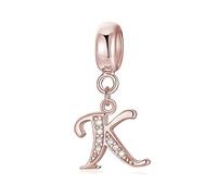 sam panda Abalorio de plata de ley 925 con letra inicial de la A a la Z, compatible con Pandora para pulsera, Plata de ley, Circonita cúbica