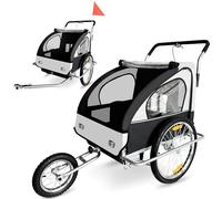SAMAX Remolque de Bicicleta para Niños en Blanco/Negro Silver Frame