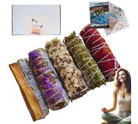 SAMAYZEN - Kit Sahumerios de Salvia Blanca para Quemar con Sinuata Blanca, Ruda, Morada, Salvia con pétalos de Rosa y Salvia con Palo Santo - Incienso Natural para Meditación y Limpieza Energética