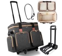 Sambois Bolsa con ruedas para profesores con carrito desmontable, bolsa para profesores con ruedas con compartimento acolchado para laptop de hasta 15.6 pulgadas, maletín multifuncional con ruedas